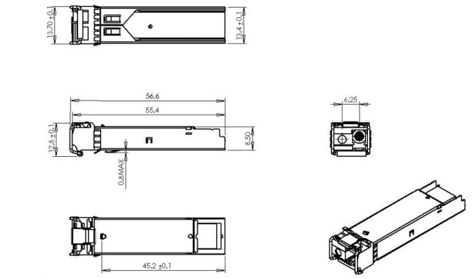 Doppel- Faser SFP-Modul-Transceiver Mini-1.25G 500m bis 120km Simplex-LC schließen an